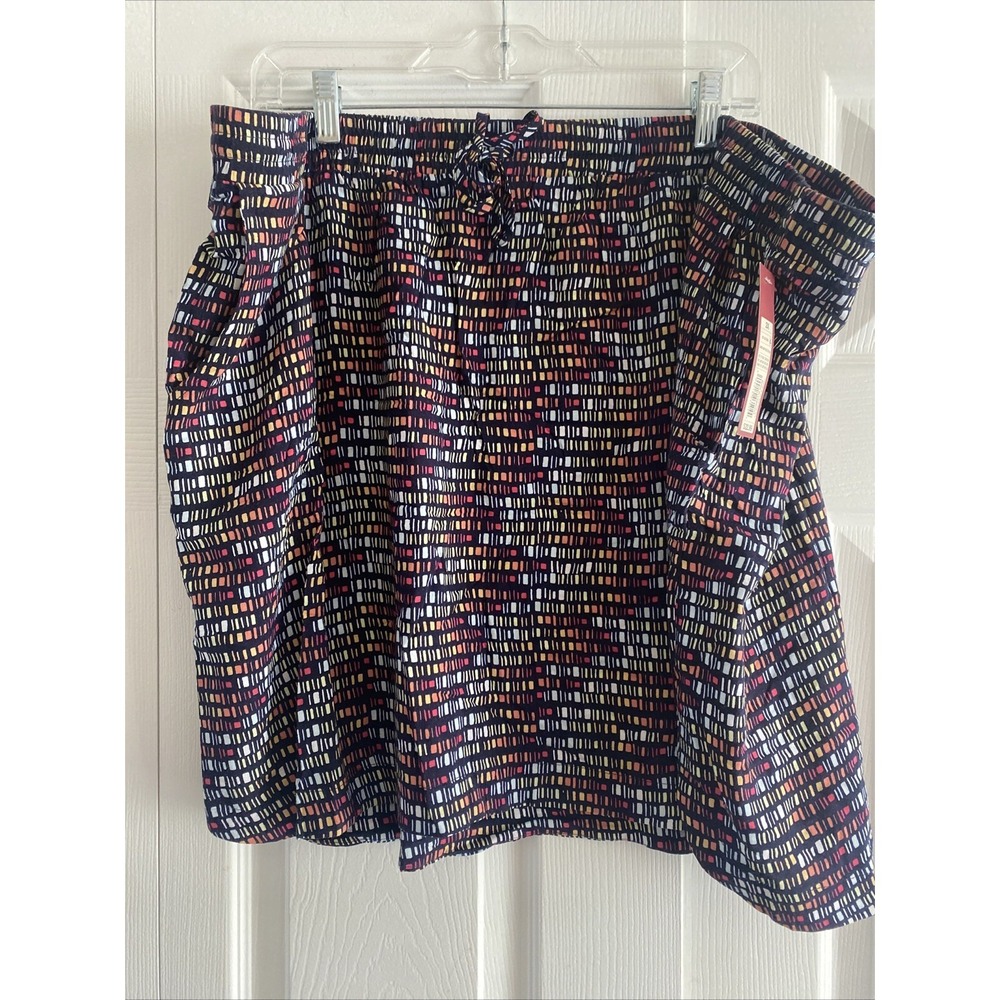 Merona Xavier Navy Multi Geometric Skirt Womens Size 2X Blue Orange Rayon New